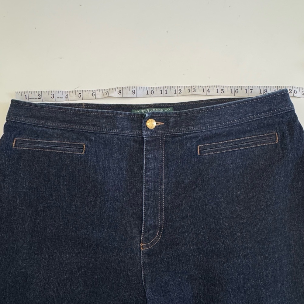 Lauren Jeans Co Ralph Lauren Jeans Dark Blue Straight Leg Denim Trousers Size 16 - Picture 8 of 10